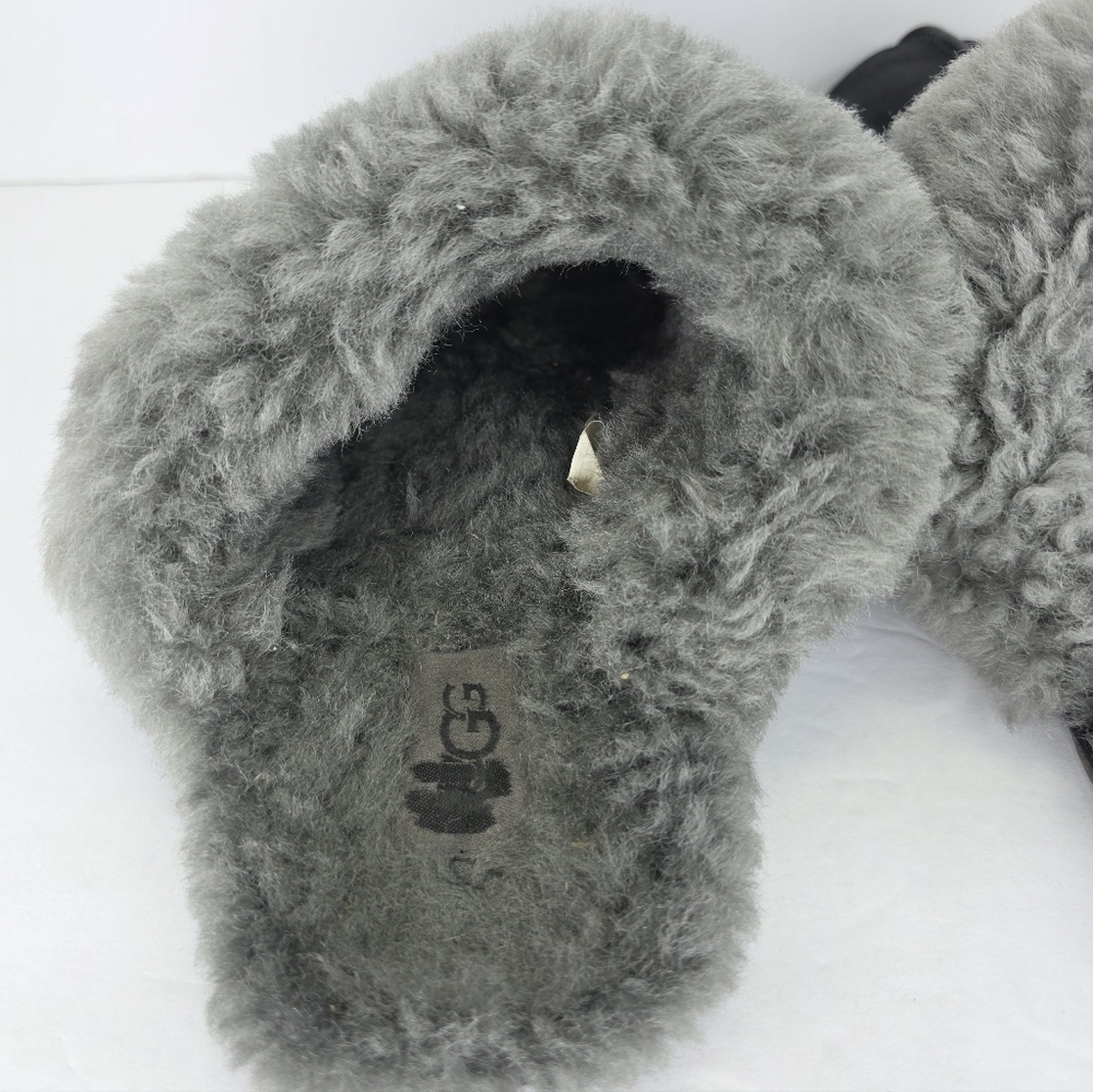 UGG Scuffette II Women's Slipper Suede Sheepskin Plush Slip On Black Grey Size 9 - Picture 11 of 16